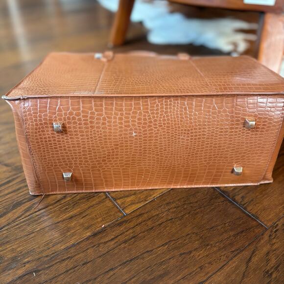 BEIS The Work Tote in Cognac Croc Standard Size Classic Minimalist - Picture 4 of 16